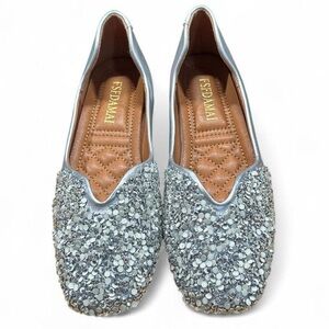 Silver Rhinestone Studded Ballet Flats Women's Flats - Size 5.5